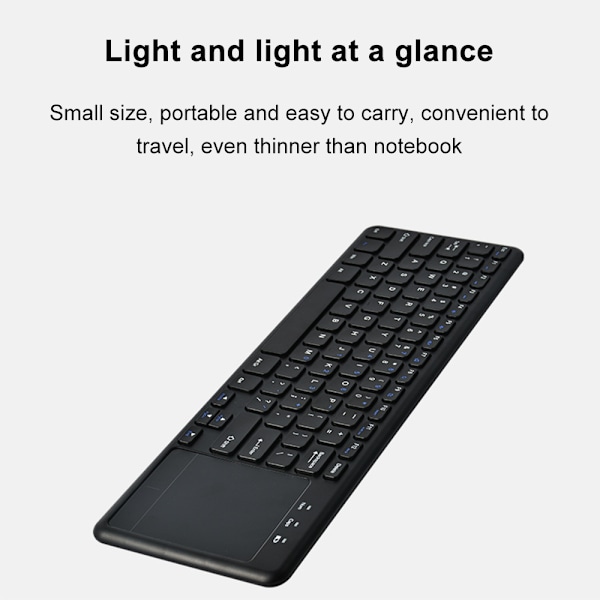Tastatur med touchpad, 2,4 GHz tilkobling via USB-mottaker, programmerbare multimedietaster, Windows / Android / ChromeOS