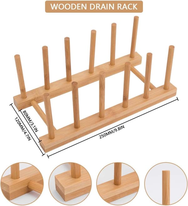 2 st bambu diskställ, grytlock/tallrik/skärbrädeorganisatör för köksskåp, flaskställ…