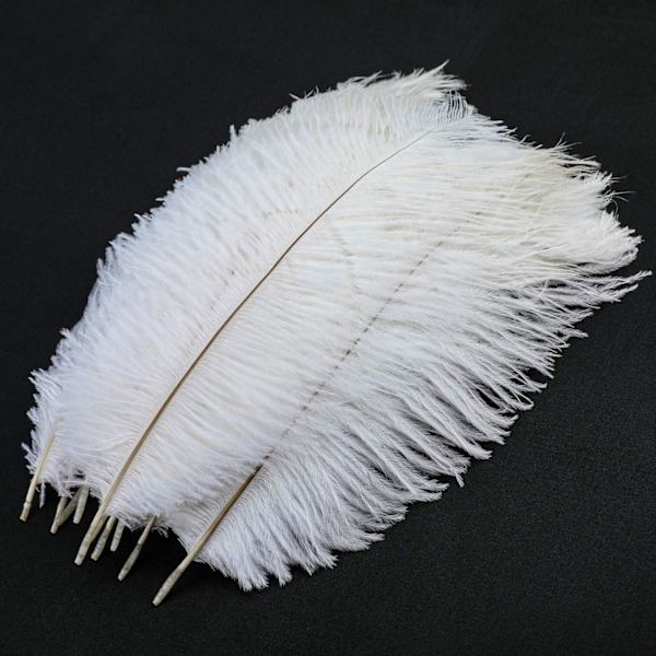 Mwoot 10 st naturliga strutsfjädrar, strutsfjäderplym för bröllopsfest bordsdekoration (vit, 25-30 cm)