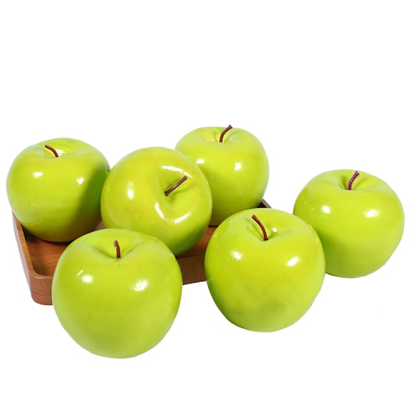 6 st konstgjorda gröna äpplen frukt simulering naturtrogen kök display hem mat dekorativ