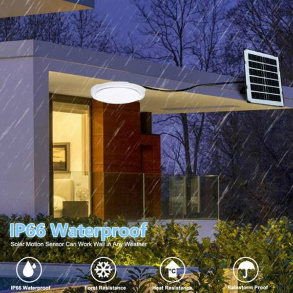 Smart Innendørs Solcelle Taklampe IP66 Solcelle Hage Lampe Utendørs Linje Korridor Lampe for Hagedekorasjon (Svart) 65W
