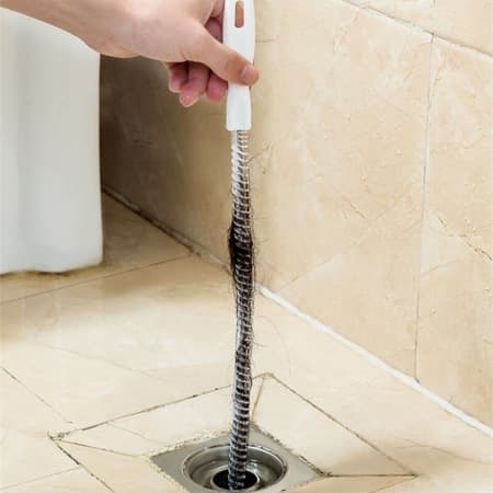 Vaskavløpsbørste, Plast, 45 cm, Grå