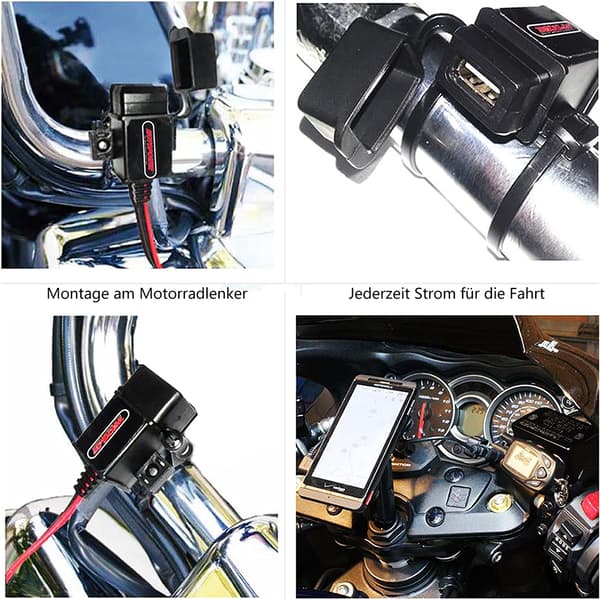 Motorsykkel USB med Voltmeter