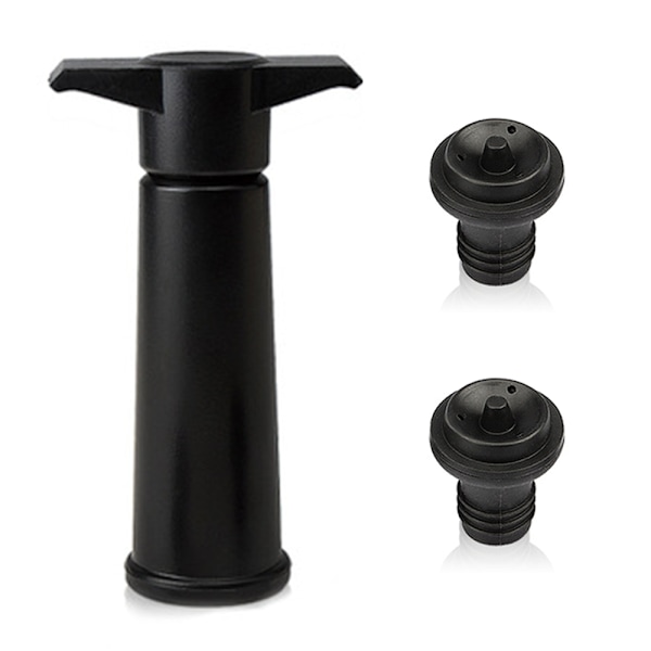 Vakuum Flaske Propper Sort Pumpe med Vinbeskytter propper Holder vinen frisk (Sort Pumpe + 2 Propper)