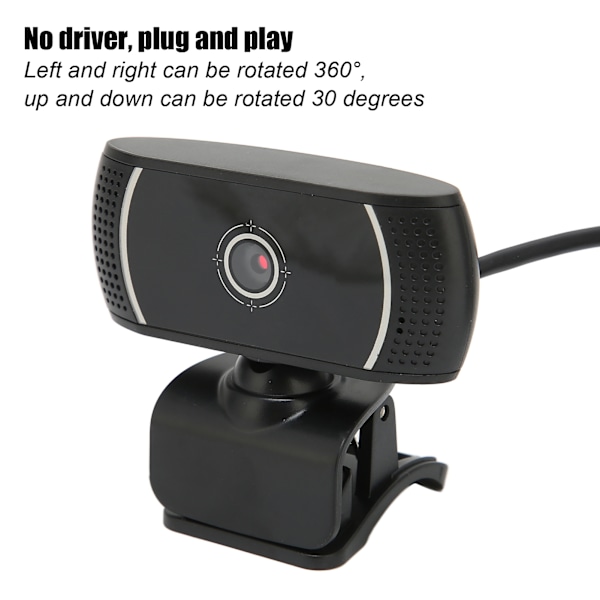 Computer Kamera Plug and Play Online Undervisning Live Konference Autofokus Fleksibel Driverfri 640x480 USB WebcamC200 Sort Indre Mærke 640x480P