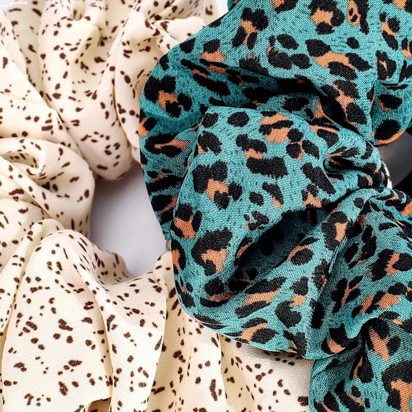 Stora Scrunchies för tjockt hår Stora Satin Hår Scrunchy Chiffon Fluffy Elastiska Hårband Gepard Hår Rep Jumbo Hår Scrunchies Överdimensionerade