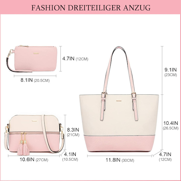 LOVEVOOK Handväska Dam Axelväska Handväskor Tote Bag Dam Stor Designer Elegant Axelväska Handväska Set om 3, m