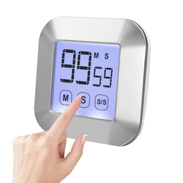 Touchscreen Digitalt køkkenur Magnetisk stopur LCD-display Elektronisk timer Æggeur med stativ, høj alarm, madlavningstimer