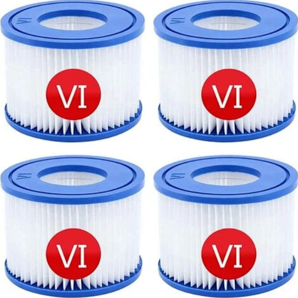 Poolfilterpatroner för Bestway VI för Lay-Z-Spa Miami, 4-pack filter, filterpatron poolrengöringsfilter