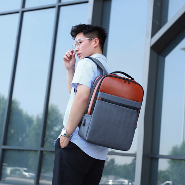 Affärsryggsäck för bärbar dator, vattentät ryggsäck för anteckningsblock, 15,6 tum skolryggsäck med USB-laddningsport, casual affärsdagryggsäck reseryggsäck för