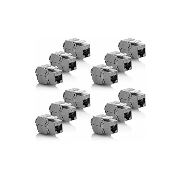 12x Modul Keystone CAT 6a Jack - Skjermet STP RJ45-kontakt Snap-In Montering Rå Kabel CAT 500Mhz 10GBit/s