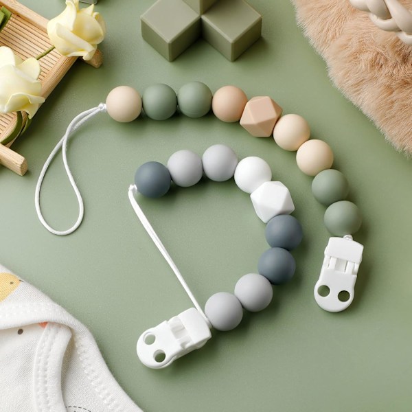 Smokkesnor for gutter og jenter, smokkeklyper, silikon bitering, smokkeholder for babyshower, gave