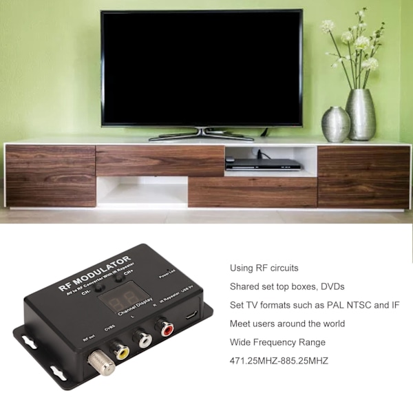 RF Modulator Profesjonell PAL NTSC 21 Kanal AV til RF Konverter for Dekoder DVR DVD