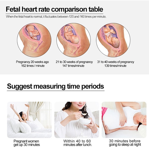 Føtal Doppler til Hjemmebrug Baby Prænatal Hjertemonitor LCD Skærm Stemmemåler Foster Gravid Kvinde Daglig Pleje Produkt