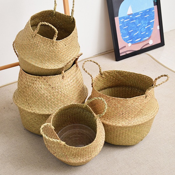 Sjögräs korg Wicker korg Blomkruka Fällbar korg Smutsig korg BG