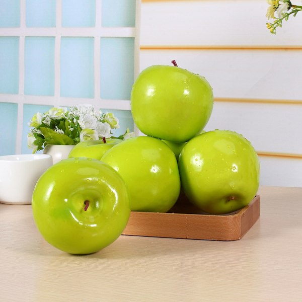 6 st konstgjorda gröna äpplen frukt simulering naturtrogen kök display hem mat dekorativ