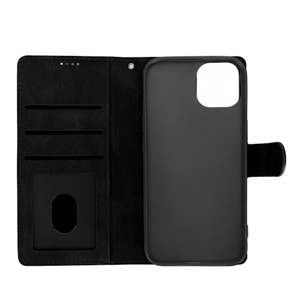 Klassisk PU Læder Wallet Kort Flip Case Magnetisk Spænde Telefon Cover Shell til Iphone 13 Sort