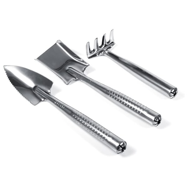 Rostfritt stål 3 st set Mini trädgårdsväxtkruka verktyg Liten handhållen spade spade kratta för suckulenta kaktus örter inomhus miniatyrväxter