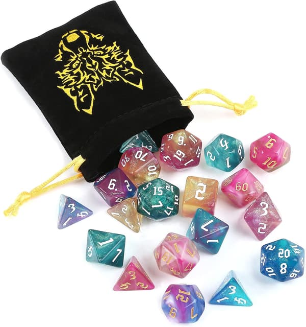 Polyhedral RPG Terninger 42 stk. Dungeons and Dragons Terningesæt 6 Mønstre 6 Sidede Terninger til Terningespil og Rollespil med 6 Flannelposer-C-C-C-C