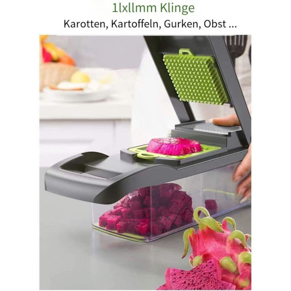 Gemüseschneider mit Edelstahl Klingen, 12 in 1 Multifunktion