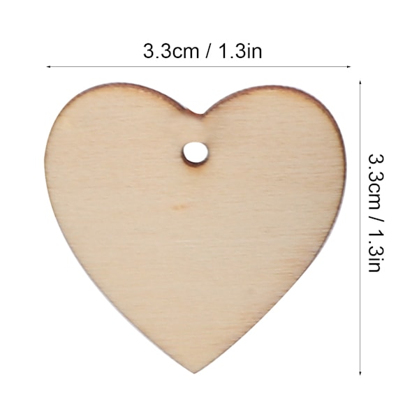 100 stk. Nydelig hjerteformet DIY håndverk hengende dekorasjon ornament for hjem bryllup juletre