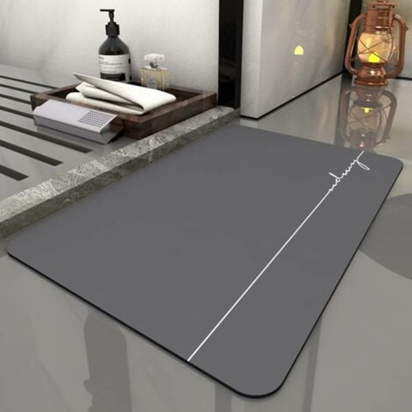 Badrumsmatta, halkfri badrumsmatta, tvättbar absorberande duschmatta diatomit badrumsmatta för badkar, kök, vardagsrum och badrum 60x40cm