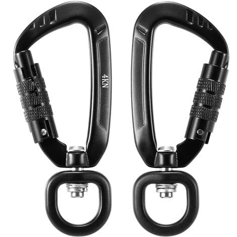 360° Roterende Karabinhage, 4Kn, 2 stk., Sort