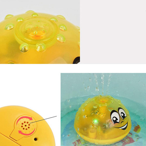 Barn flytande badleksak Vattenleksak med ljus, automatisk induktions sprinkler Baby Game Vattenbadleksak för spädbarn Småbarn Fest - Gul