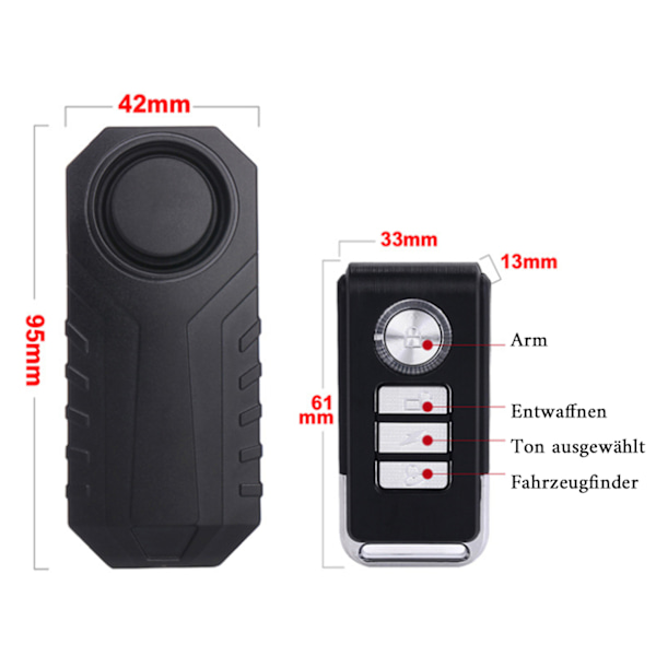 Cykel larmsystem 2-pack, 113dB högt trådlöst stöldskydd cykel motorcykel larmsystem bil vattentät cykel larmsystem med fjärrkontroll