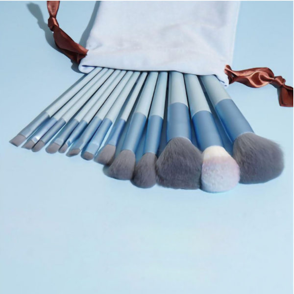 13 stk. Sæt Make Up Børster Værktøjssæt Håndholdt Blød Blandings Kosmetik Børstesæt til Ansigtspudder Concealer Blå