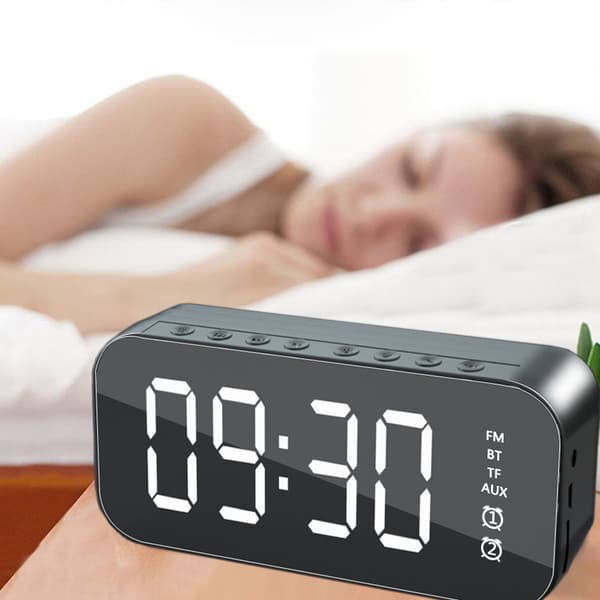 Växarklocka för sovrum/kontor, digital klocka med Bluetooth-högtalare, väckarklocka för tunga sovare