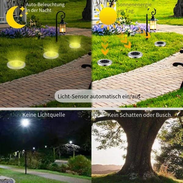 Solar Bakkelamper Utendørs 10 stk, 12 LED Varmhvite Solcellelamper