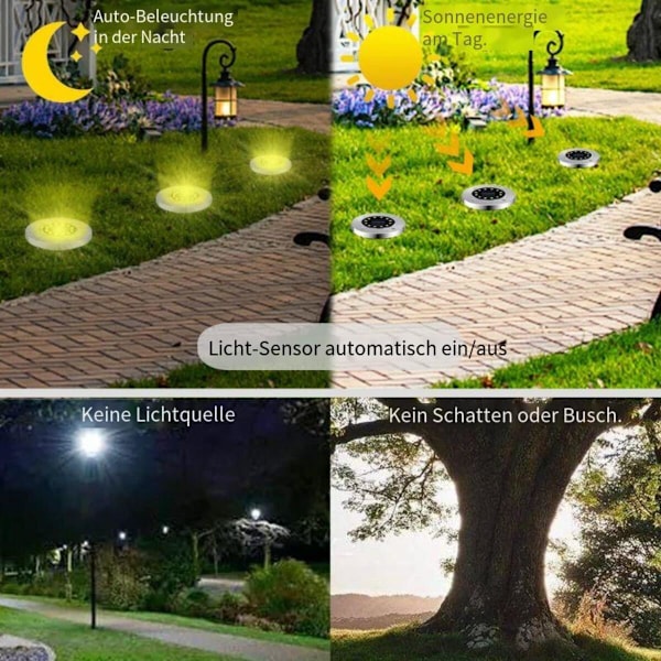 Solar Jordlamper Udendørs 10 Stk, 12 LED'er Varm Hvid Solcellelamper