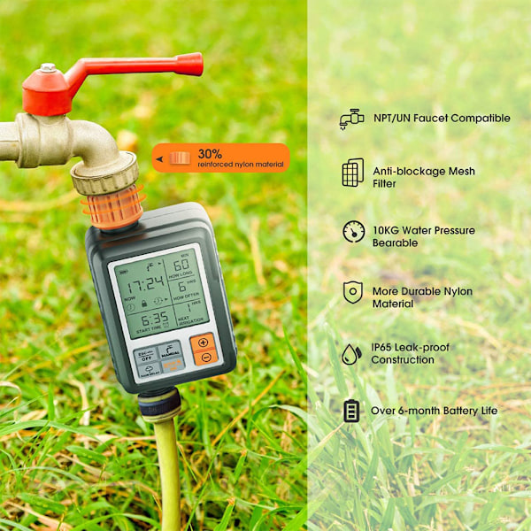 Vandingsur digitalt programmerbar haveplæne vandhane computer slangefitting sprinklerur vandingssystem controller automatisk vanding
