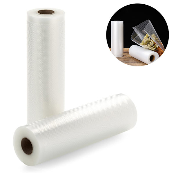 2 stk. fortykket madopbevaring tekstur vakuumpose rulle præget netformet vakuumpose nylon plastik vakuumpose