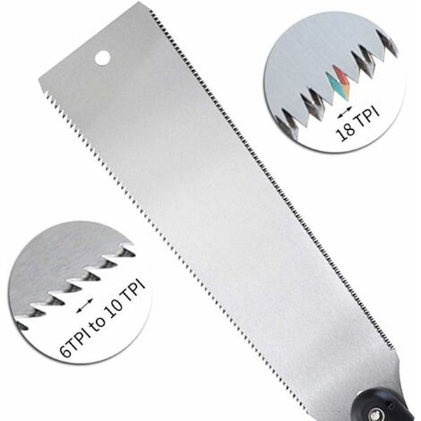 Scie Japonaise ULTRA PRÉCISE Lame 25cm [INCLUS Gants de Travail + Protections] Idéale Bois Brut, Contrecollé, PVC. Scie Pliante Type Souple et