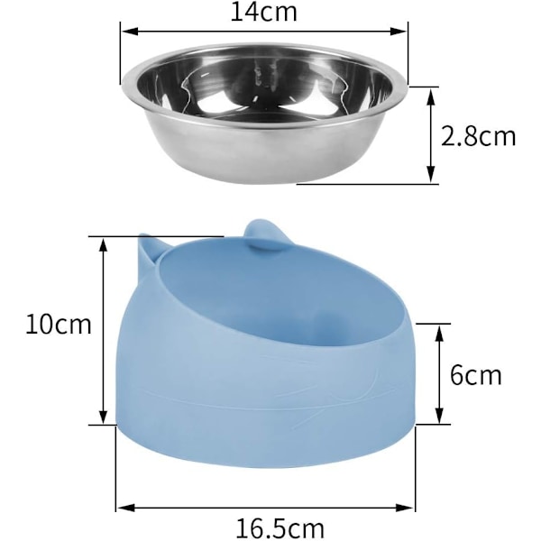 Katteskål, Skrå Katteskål, Katteskål med 15° Hældning, Lille Hundeskål, Skridsikker Hund- og Katteskål, Skål