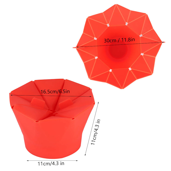 Sammenklappelig Popcornskål til Mikroovn DIY Silikone Popcornmaskine Hjemmekøkkenredskab, Rød