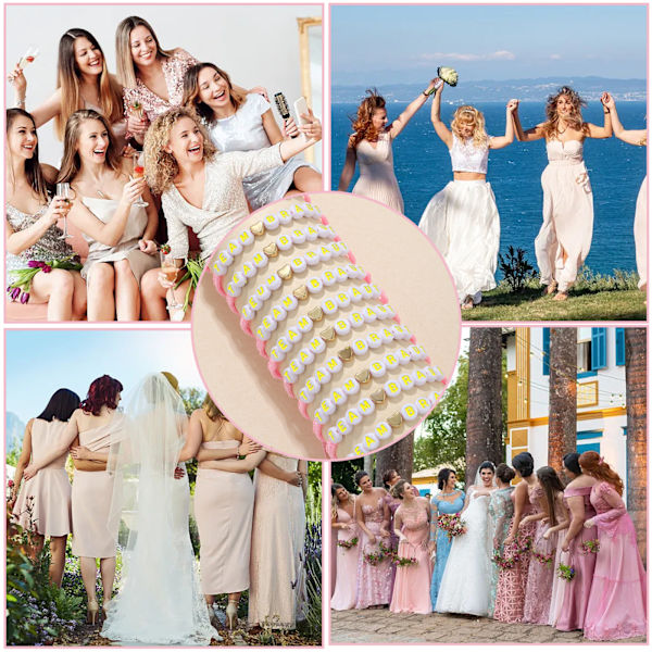 Team bride armbånd, polterabend kvinder JGA armbånd, 12 stk. team bride armbånd og 2 stk. klistermærker lavet af rosaguld til dating, kvinder