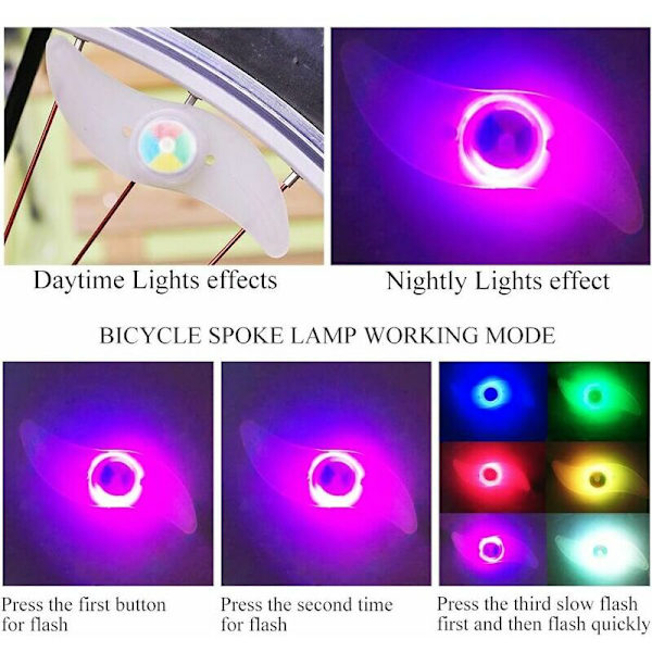 x LED-ljus cykelhjul, vattentät LED-cykelhjul med 3 blinklägen LED-cykelhjul för vuxna och barn - Färg