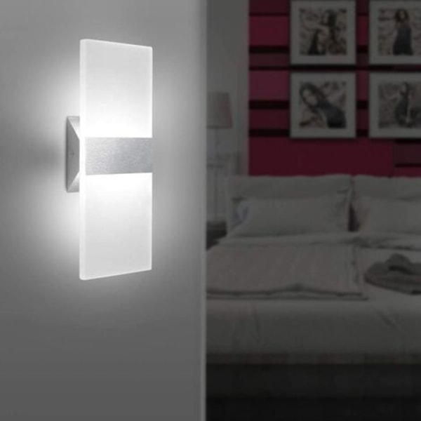 Akryl LED-vägglampa 12w Kallt vitt 6000k Upp- och nedlampa för sovrum Hallway Trappa Badrum Inomhusbelysning Lampor Heminredning Ej dimbar Nej
