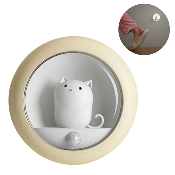 Underbara rörelsesensor katt nattlampor för kattälskare flickor med uppladdningsbart batteri, inbyggd magnet med 2 ljusstyrkenivåer