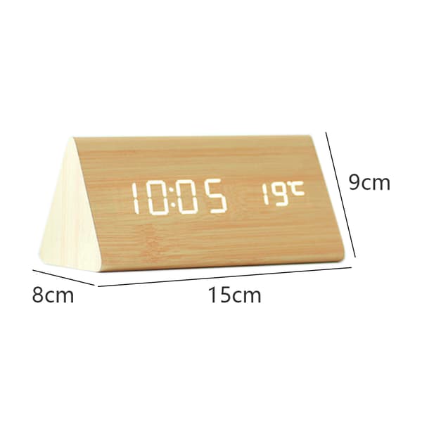 LED kreativ digital träklocka temperatur evighetskalender uppladdningsbar röstklocka