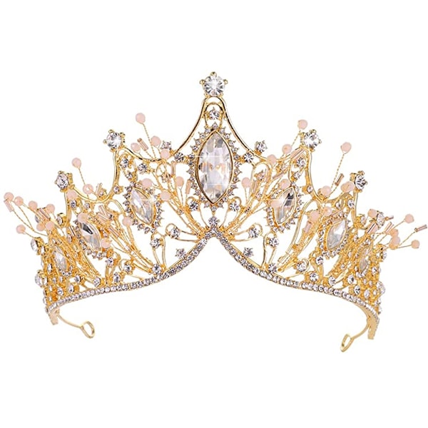 Dronningekrone Gotisk Rhinestone Bryllupstiarer og Krone til Brud Håndlavet Krystal Hårbøjle Tiara til Kvinder – Bryllup Halloween Faire Kostume