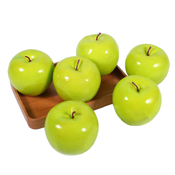 6 st konstgjorda gröna äpplen frukt simulering naturtrogen kök display hem mat dekorativ