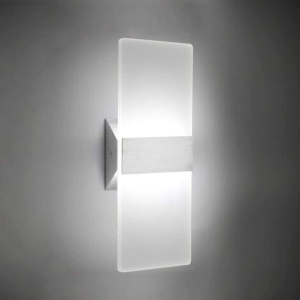 Akryl LED-vägglampa 12w Kallt vitt 6000k Upp- och nedlampa för sovrum Hallway Trappa Badrum Inomhusbelysning Lampor Heminredning Ej dimbar Nej