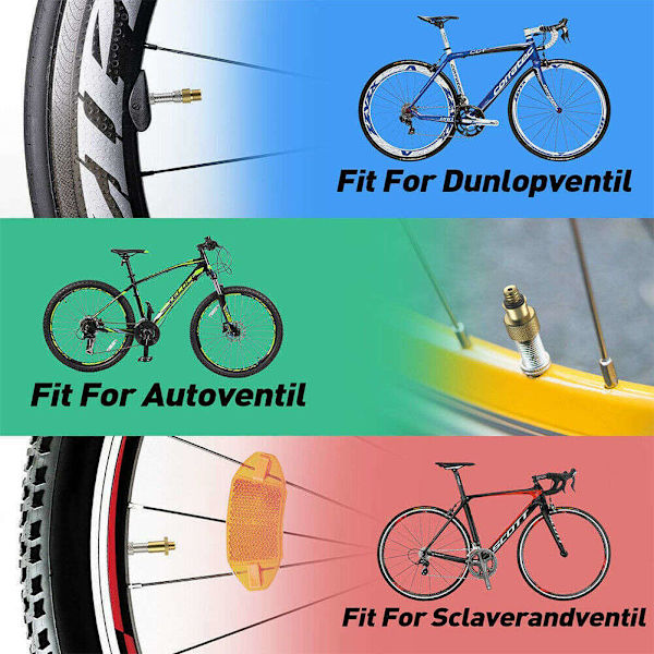 14x Cykel Däck Boll Luftpump SV AV DV Ventil Koppar Plast Adapter Set