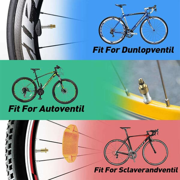Sæt med kobber-plast adapter til SV AV DV ventil til 14x cykeldæk luftpumpe