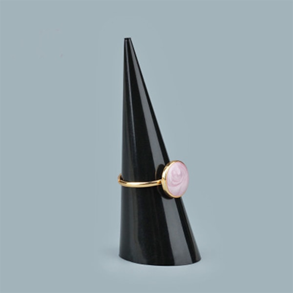 5-pak Kegleform Akryl Solid Ring Display til Smykkeudstillingsstand (Klar & Sort & Hvid)
