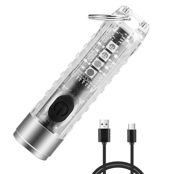 Mini LED-ficklampor USB-uppladdningsbar liten nyckelringsficklampa, bärbar ficklampa för daglig användning, ryggsäck, camping och vandring etc